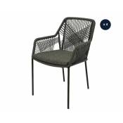 Jardideco - Lot de 4 chaises de jardin Séville gris