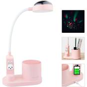 Kids Cute Desk Lamp Led Kids Table Lamp With Pen Holder Rechargeable Study Lamp With Star Projection 3 Brightness Levels Night Light For Kids Bedroom