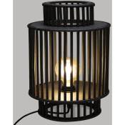 Lampe à poser en bambou Lyxia - Diam 25 x 35 - Noir
