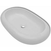 Lavabo vasque salle de bain ovale céramique 63 x 42 cm blanc