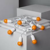Ledkia - Kit Guirlande Waterproof 5.5m Blanche + 8 Ampoules led E27 G45 3W de Couleurs Orange - Orange