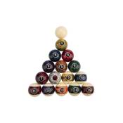 Lot de 16 boules de billard 57 mm en résine Billard américain - marbré - Multicolore