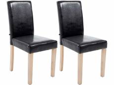 Lot de 2 chaises de salle à manger ina similicuir avec pieds en bois , noir /nature