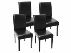 Lot de 4 chaises de séjour littau ~ simili-cuir, noir,