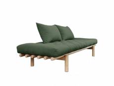 Méridienne futon pace en pin coloris vert olive couchage 75*200 cm. 20100886559