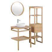 Meuble de salle de bain 60cm avec colonne, miroir et vasque