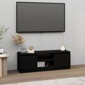 Meuble tv Banc tv Armoire de rangement avec porte Noir 102x30x36 cm 18094