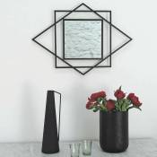 Miroir à motif graphique Art Déco noir 70 x 50 cm