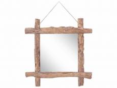 Miroir forme de bûches naturel 70x70 cm bois de récupération massif dec022799