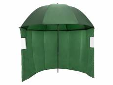 Parapluie de pêche avec panneau latéral, vert olive, 210x150,5-220 cm, en aluminium et nylon 390003056