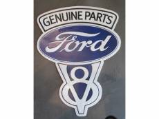 "plaque logo ford v8 genuine parts 46x35 cm tole metal