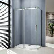 Porte de douche coulissants 140x90x195cm cabine de douche verre anticalcaire paroi de douche