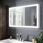 Sirhona - Miroir salle de bains led Miroir Cosmétiques Modèle Carré Miroir Mural Lumière Blanc Froid avec Interrupteur Touch 100x60 cm