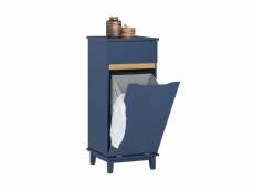 Sobuy bzr114-b armoire à linge meuble bas de salle de bain meuble de rangement avec 1 tiroir et 1 panier à linge amovible, bleu foncé