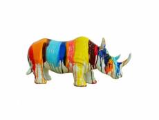 Statue rhinocéros avec coulures multicolores h24 cm - rhino drips 04 75087434
