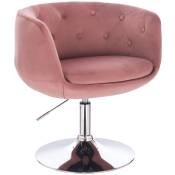Svita - Panama Chaise de salon rétro Fauteuil de cocktail vieux rose aspect velours Pied assiette