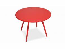 Table basse de jardin ronde en métal rouge 50 cm - palavas