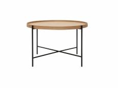 Table basse ronde bois clair et métal noir d75 cm bassy