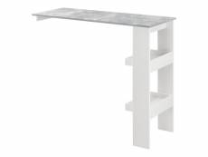 Table de bar stylée avec compartiments de rangement table bistrot 120 cm blanc et gris helloshop26 03_0006218