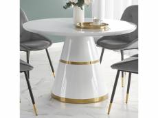 Table de salle à manger ronde blanche et métal doré