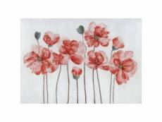 Tableau peinture fleurs rouges 100 x 70 cm - coquelicots