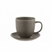 Tasse et sous-tasse en céramique marron - Marron
