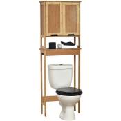 Tendance - Meuble dessus de Toilettes wc 2 Portes 1 Etagère et 1 Tablette h 173 cm - Bambou Bambou