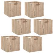 Toilinux - Lot de 6 Boîtes de rangement design bois