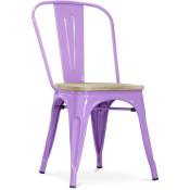 Tolix Style - Chaise de salle à manger - Design industriel - Bois et acier - Stylix Violet Clair - Bois, Acier - Violet Clair