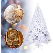 Tolletour - Sapin de Noël Artificiel Lumineux led Lumière 8 Modes d'Éclairage Décoration de Noël Blanc 180cm - Blanc