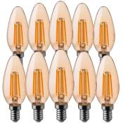 V-tac - lot de 10 ampoules led E14 - Ambre - Bougie - IP20 - 4W - 350 Lumens - 2200K