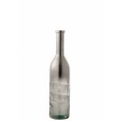 Vase bouteille en verre gris 17x17x75 cm - gris