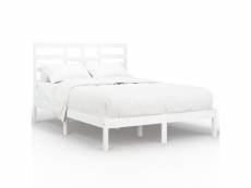 Vidaxl cadre de lit blanc bois massif 135x190 cm double
