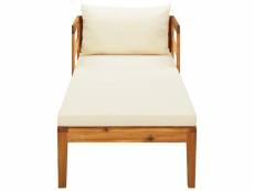 Vidaxl chaise longue avec coussins blanc bois d'acacia solide