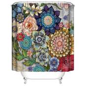 Xinuy - Rideaux de douche floraux pour salle de bain, rideau de douche en tissu brillant, multicolore 72 '× 72'