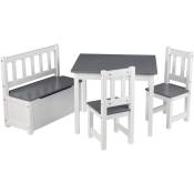 1 Table + 2 chaises + 1 Coffre à Jouets pour Enfants en mdf . Blanc+Gris - Woltu
