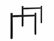 4 pieds de table de repas minimalistes métal noir h.65 cm - 09