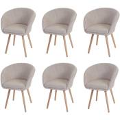 6x chaise de salle à manger Malmö T633, fauteuil, design rétro des années 50 tissu, crème/gris - beige