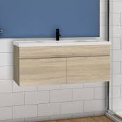 Acezanble - 99(L)x45(W)x40cm(H)cm Meuble salle de bain naturel 2 portes avec une vasque à suspendre