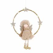 Ange petite fille avec cercle lumineux H27cm