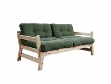 Banquette convertible futon step pin massif coloris vert olive couchage 70*200 cm. 20100886507