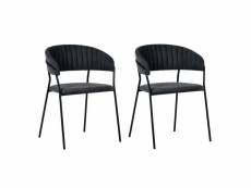 Bergame - 2 chaises de repas tissu gris foncé