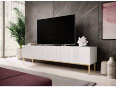 Bobochic meuble tv 200 cm kasha pieds or blanc