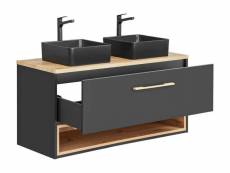 Boboxs meuble double vasque 120 cm avec deux vasques à poser bruce chêne et graphite