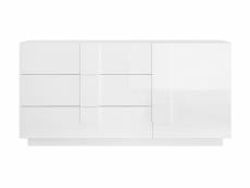 Buffet, meuble de rangement 1 porte + 3 tiroirs coloris blanc brillant - longueur 181 x hauteur 90 x profondeur 44 cm