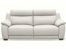 Canapé 3 places avec 2 relax en 100% tout cuir épais luxe italien - 2 relax électriques, blanc cassé. Bern