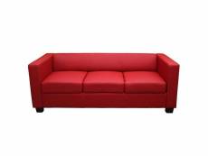 Canapé, sofa m65, 3 places, 191x75x70cm, simili-cuir, rouge