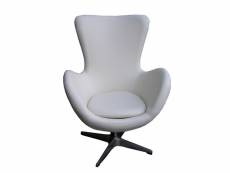 Cocoon - fauteuil rotatif aspect cuir blanc