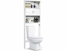 Costway étagère de rangement pour salle de bains en bois, meuble de salle de bain de dessus de toilettes sur pieds, meuble de rangement debout wc, 2 é