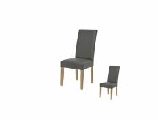 Duo de chaises simili cuir gris-bois - sergio - l 45